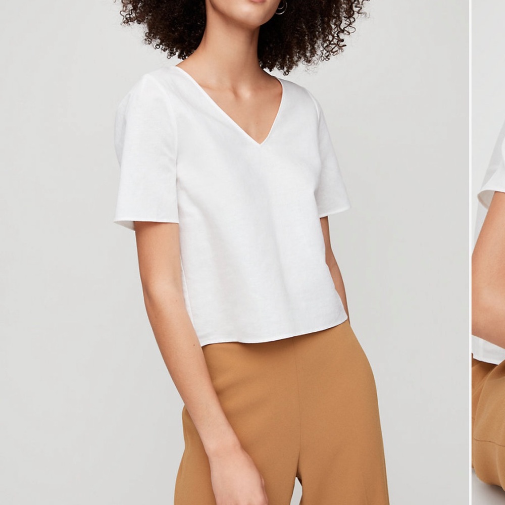 NWOT Babaton Randy Blouse from Aritzia in “Espace” color